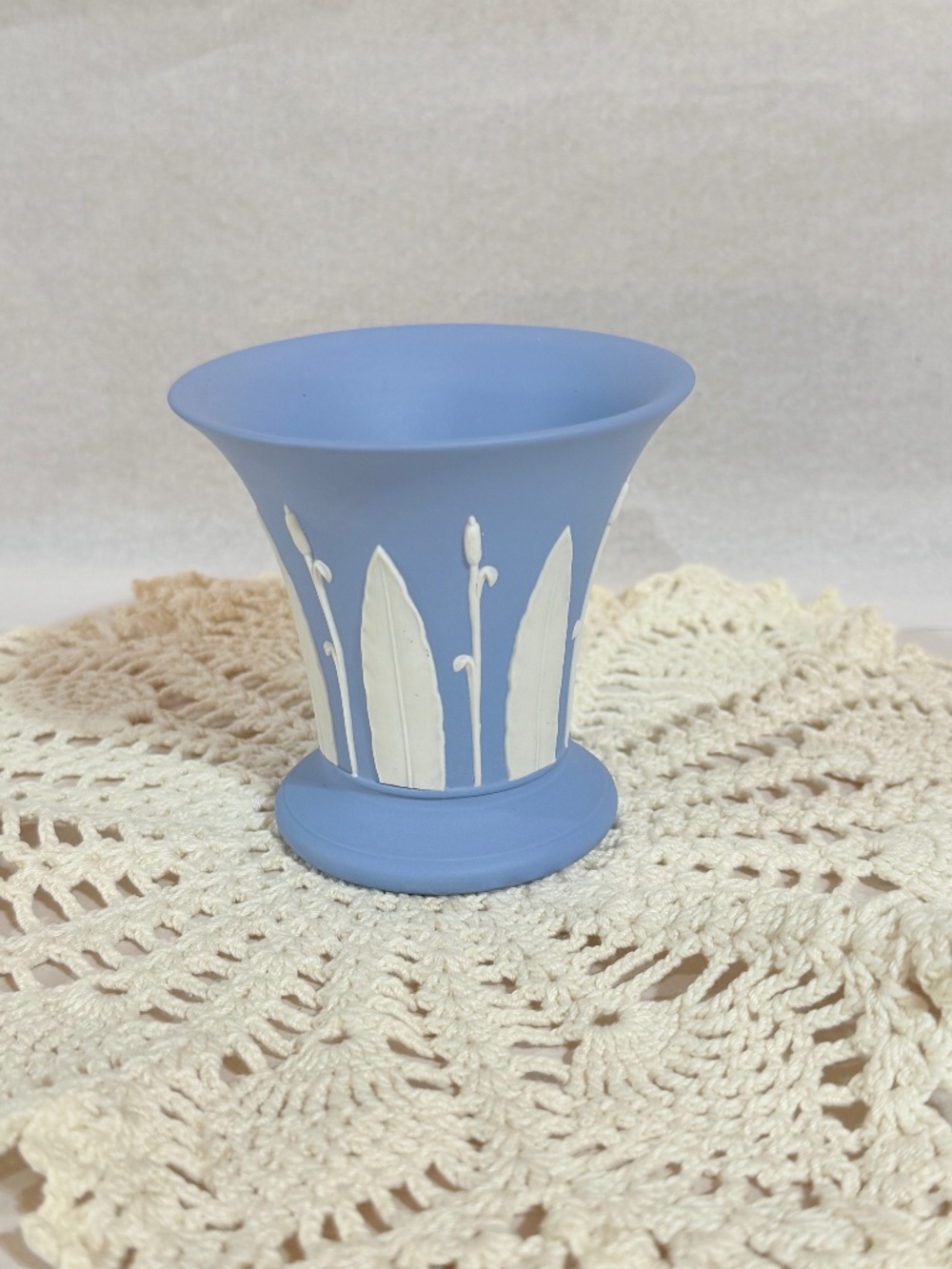Wedgwood Blue Jasperware Vintage Trumpet Vase